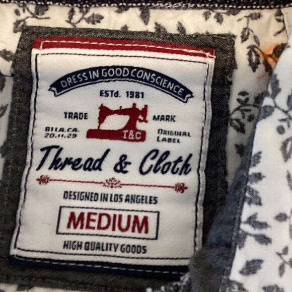 Thread & Cloth Men's Sz M Short Sleeve Button-Down Shirt Leaf Print 278i - Picture 4 of 6